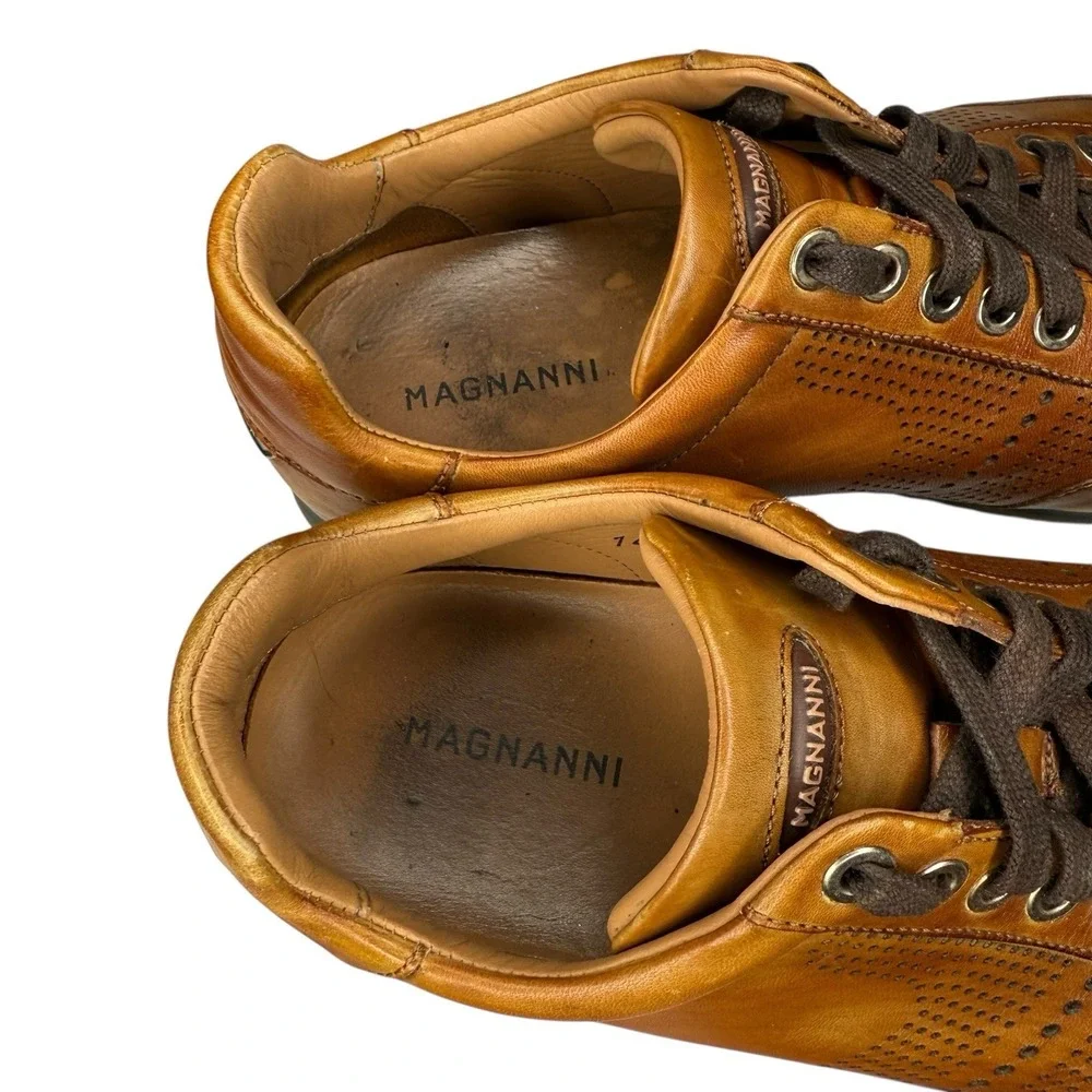 Magnanni Pueblo Perforated Shoes Mens 7 M Brown‎ Leather 14804 Luxury Sneakers